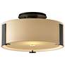 Impressions 11.8" Wide Black Semi-Flush With Opal Glass Shade