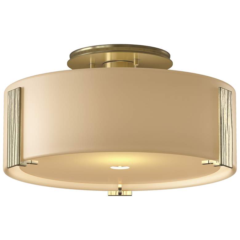 Image 1 Impressions 11.8" Wide Modern Brass Semi-Flush With Opal Glass Shade