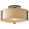 Impressions 11.8" Wide Natural Iron Semi-Flush With Opal Glass Shade