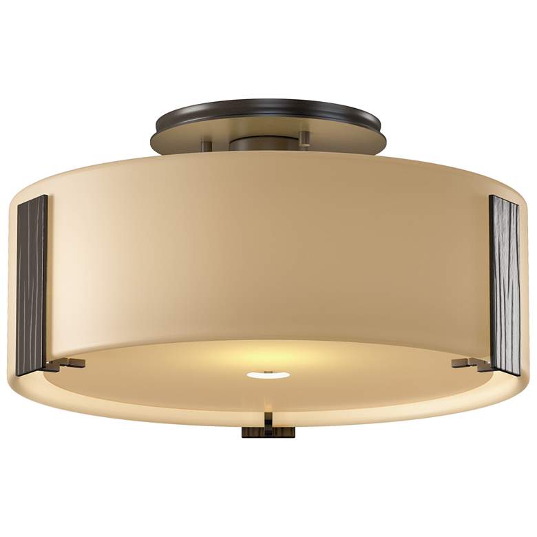Image 1 Impressions 11.8" Wide Oil Rubbed Bronze Semi-Flush With Opal Glass Sh