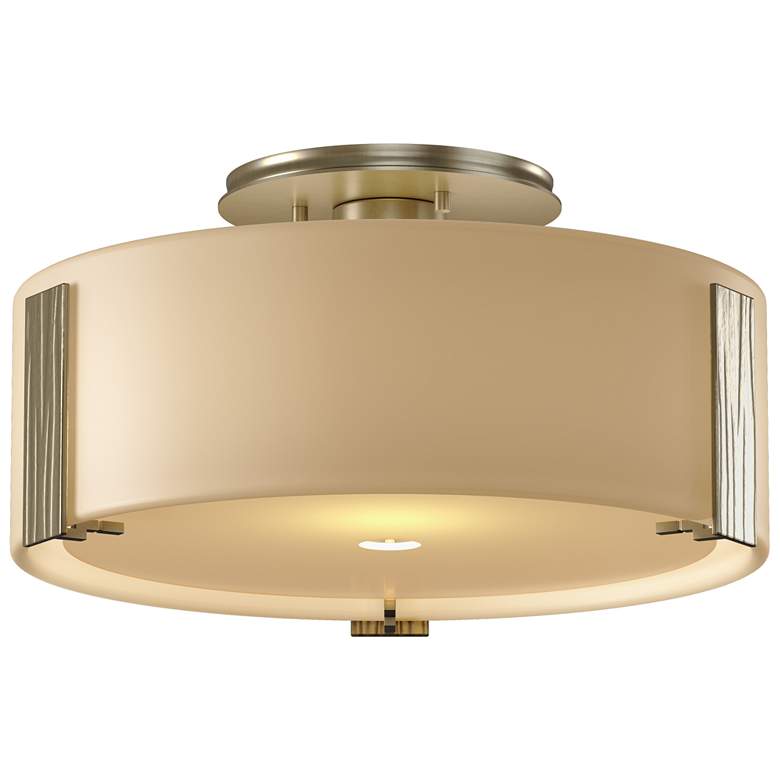 Image 1 Impressions 11.8" Wide Soft Gold Semi-Flush With Opal Glass Shade