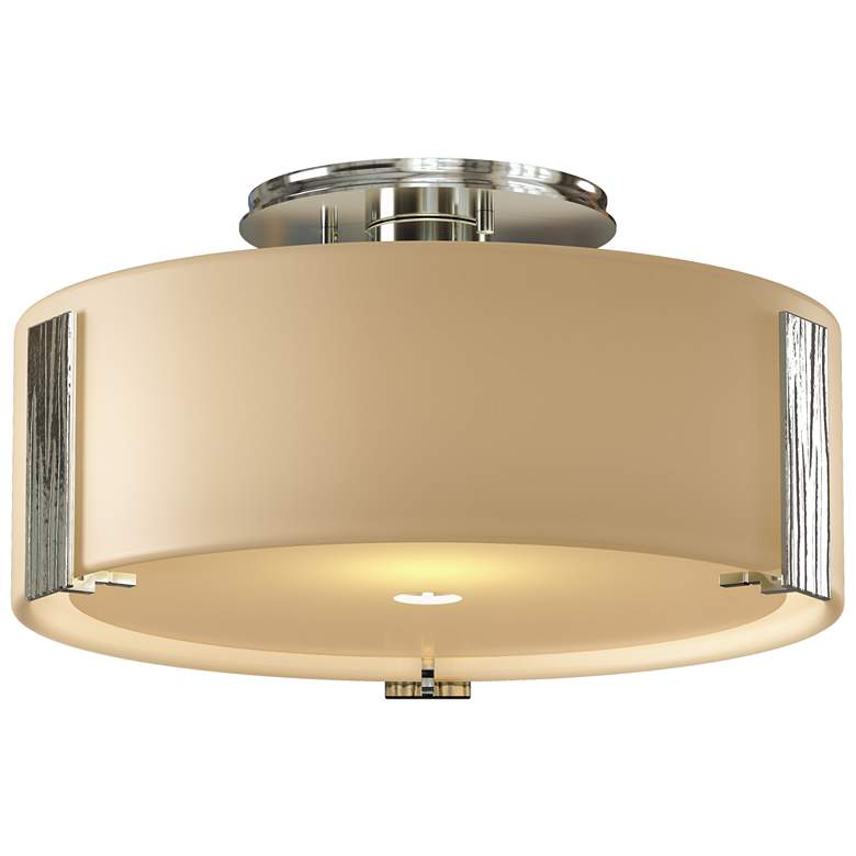 Image 1 Impressions 11.8" Wide Sterling Semi-Flush With Opal Glass Shade
