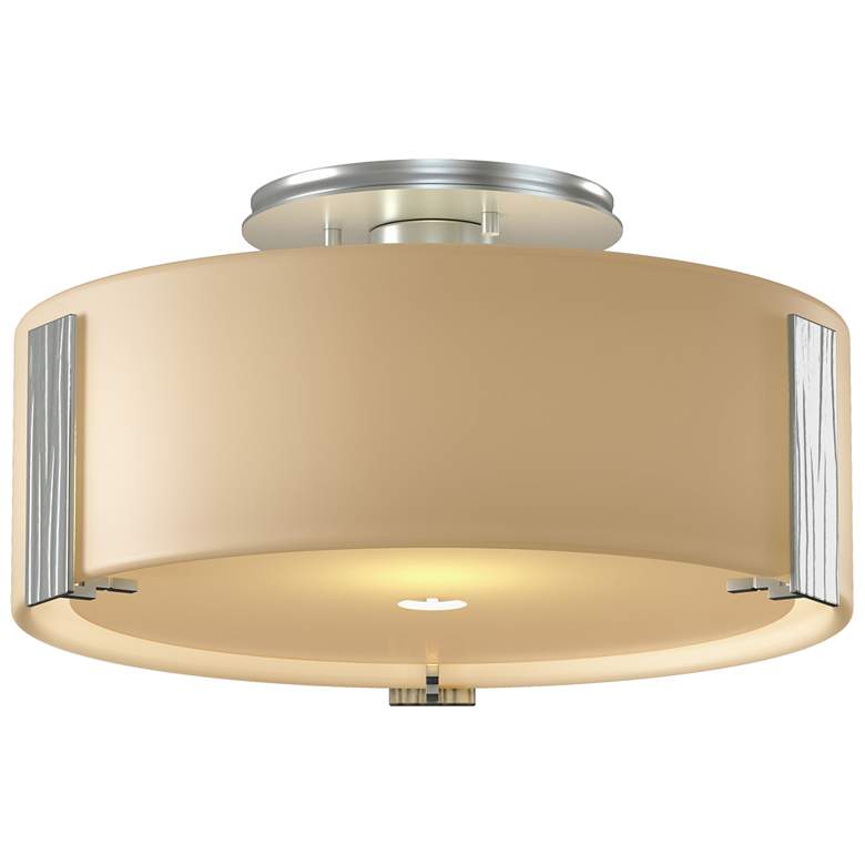 Image 1 Impressions 11.8" Wide Vintage Platinum Semi-Flush With Opal Glass Sha