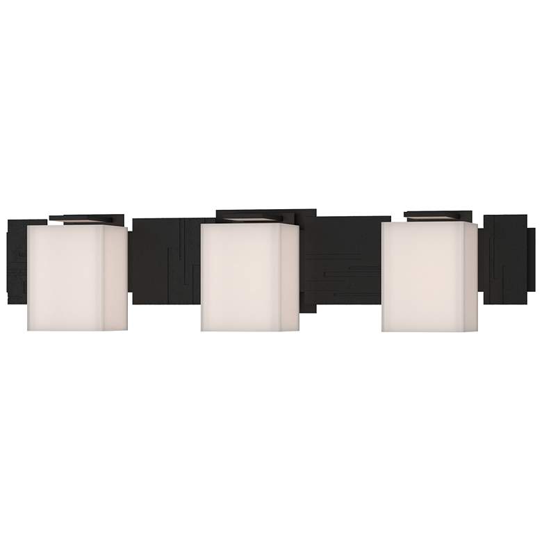 Image 1 Impressions 6.1" High 3 Light Black Sconce With Opal Glass Shade