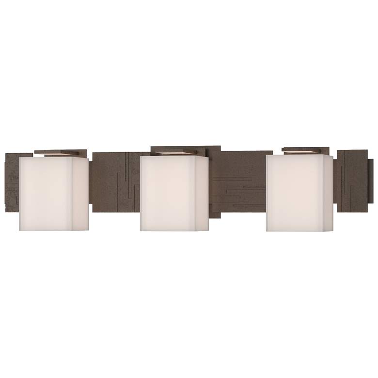 Image 1 Impressions 6.1 inch High 3 Light Bronze Sconce With Opal Glass Shade