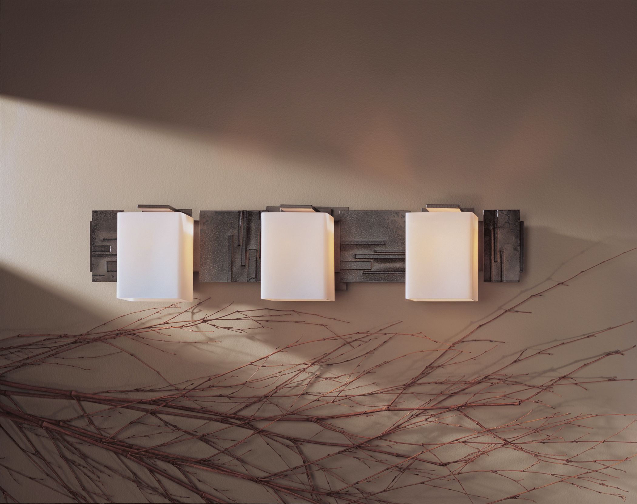 Image 2 Impressions 6.1" High 3 Light Dark Smoke Sconce With Opal Glass Shade more views