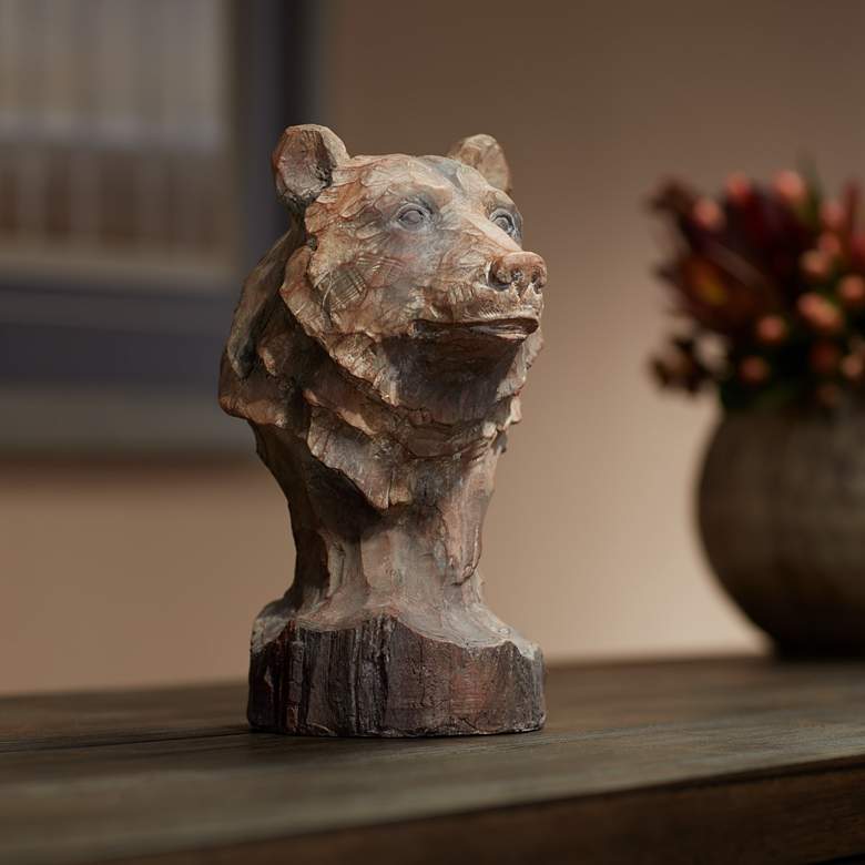 Image 1 In the Forest 9" High Bear Bust Accent Sculpture