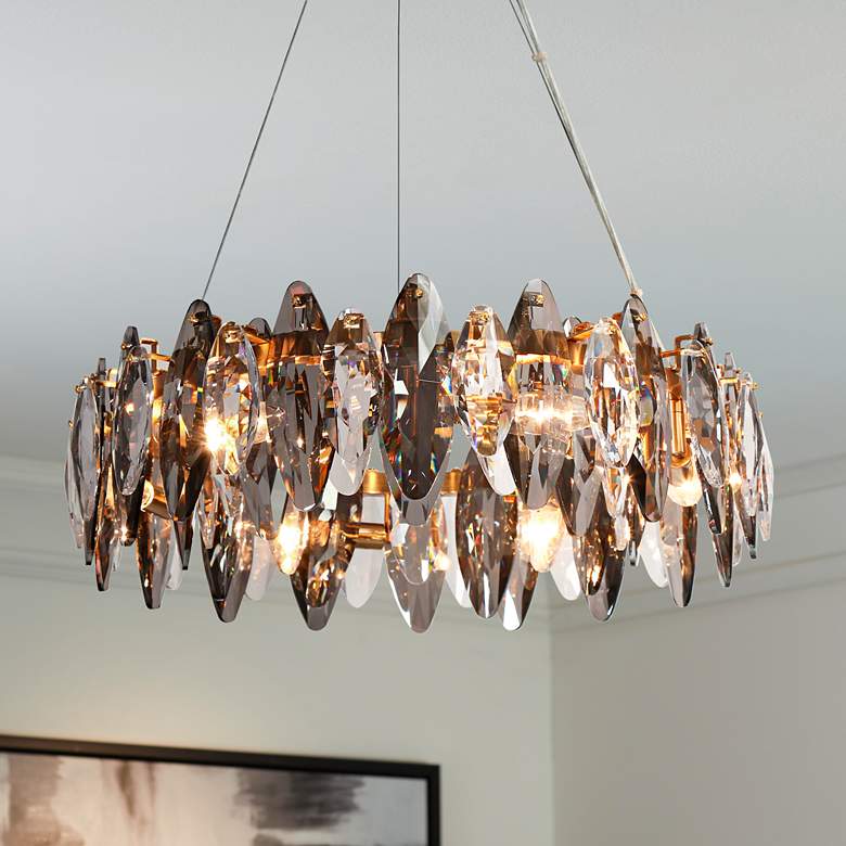 Image 1 Incandescencia 23 1/4"W Brass and Crystal 8-Light Chandelier