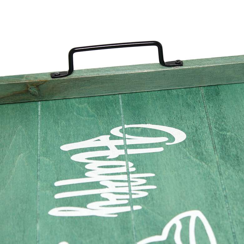 Image 3 "Happy Hour" Aqua Wash Decorative Wood Serving Tray more views