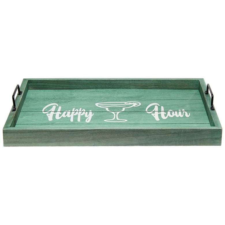 Image 5  inchHappy Hour inch Aqua Wash Decorative Wood Serving Tray more views