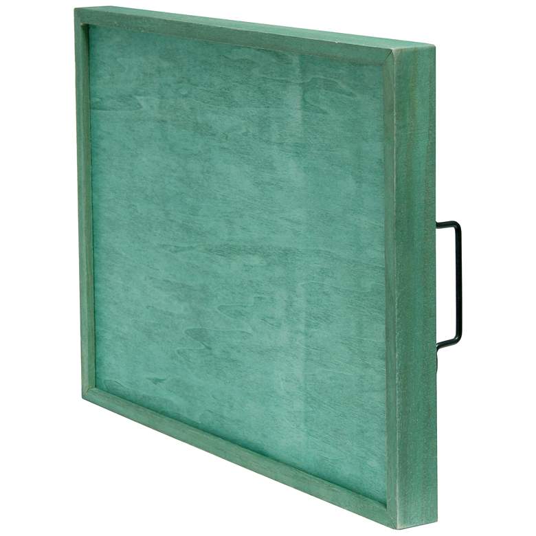 Image 6 "Happy Hour" Aqua Wash Decorative Wood Serving Tray more views