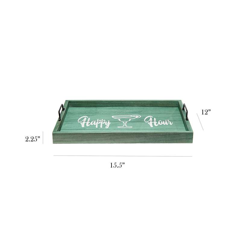 Image 7  inchHappy Hour inch Aqua Wash Decorative Wood Serving Tray more views