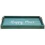 "Happy Place" Blue Wash Decorative Wood Serving Tray