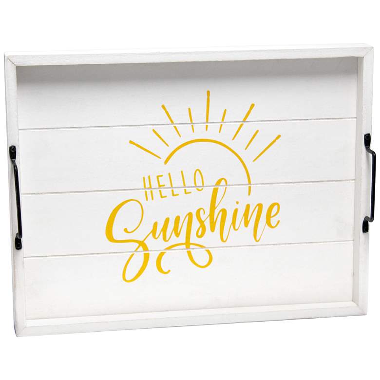 Image 2  inchHello Sunshine inch White Wash Decorative Wood Serving Tray