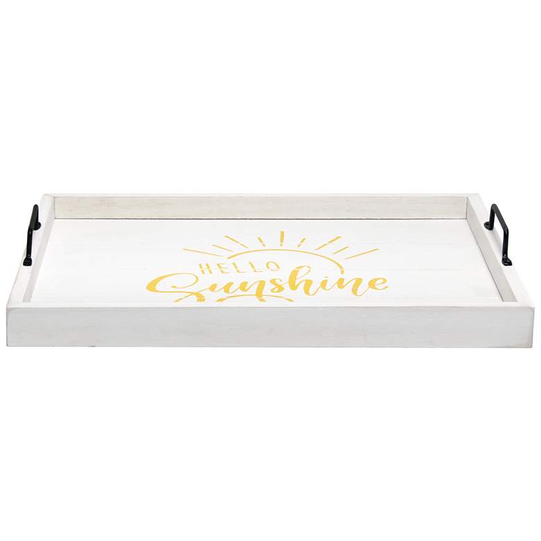 Image 3  inchHello Sunshine inch White Wash Decorative Wood Serving Tray more views