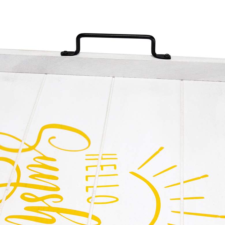 Image 5 "Hello Sunshine" White Wash Decorative Wood Serving Tray more views