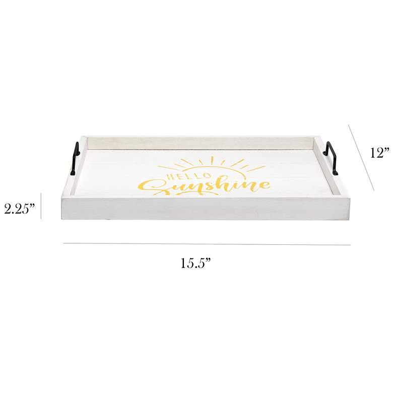 Image 6 "Hello Sunshine" White Wash Decorative Wood Serving Tray more views