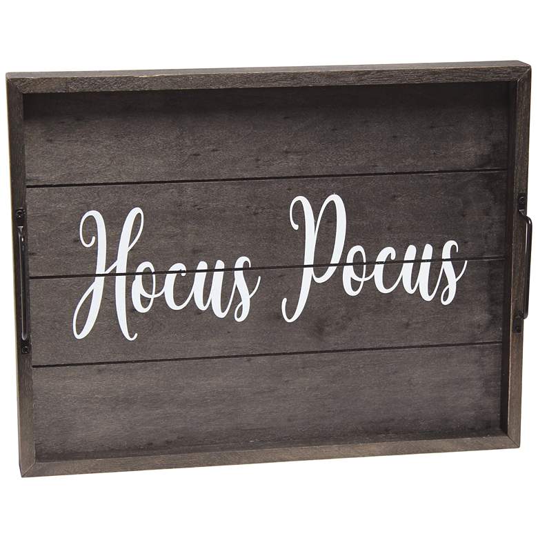 Image 2 "Hocus Pocus" Black Wash Decorative Wood Serving Tray