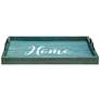 "Home" Blue Wash Decorative Wood Serving Tray with Handles