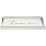 "Home" White Wash Decorative Wood Serving Tray with Handles