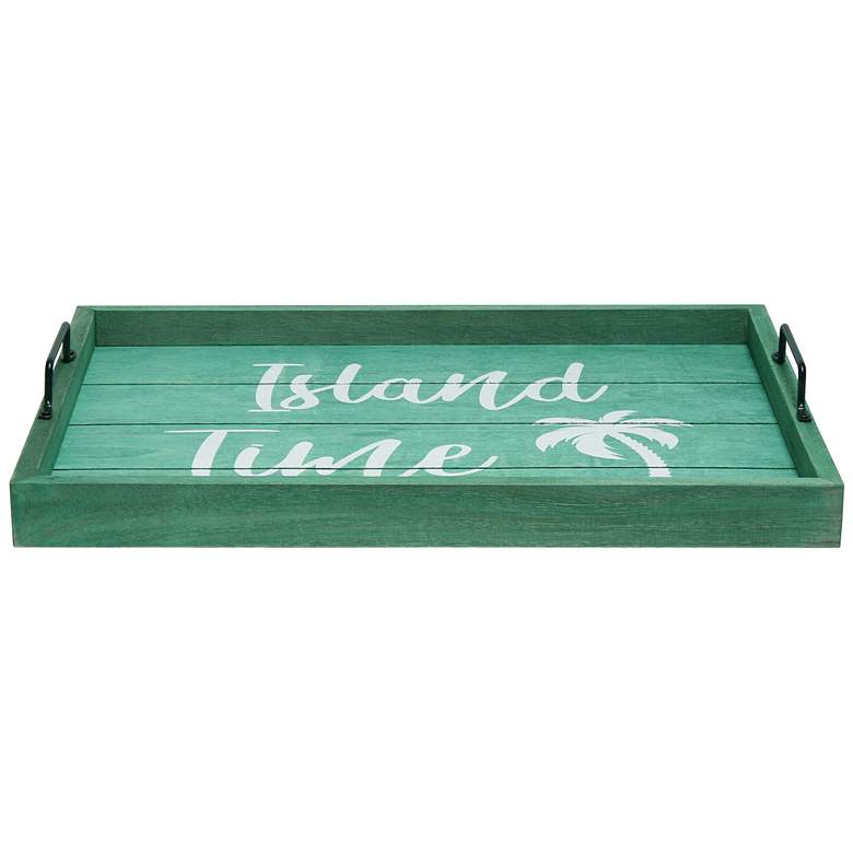 Image 5  inchIsland Time inch Aqua Wash Decorative Wood Serving Tray more views