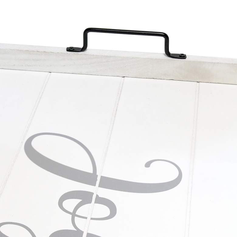 Image 3 "Joy" White Wash Decorative Wood Serving Tray with Handles more views