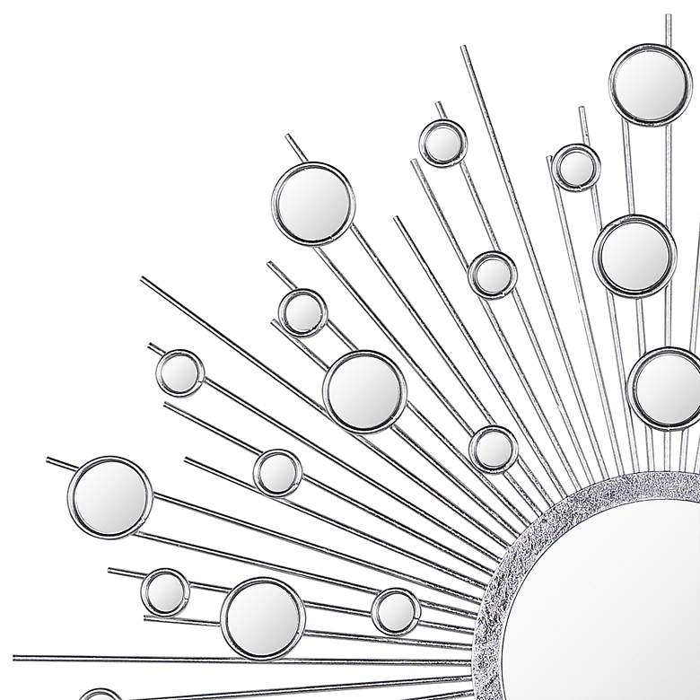 Image 3 "Milkyway I" Silver Leaf 36" Round Sunburst Wall Mirror more views