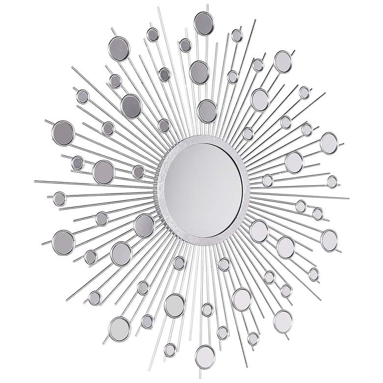 Image 4 "Milkyway I" Silver Leaf 36" Round Sunburst Wall Mirror more views
