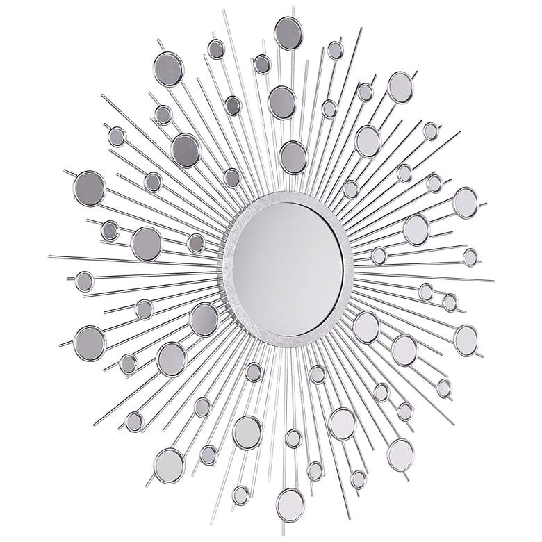 Image 4  inchMilkyway I inch Silver Leaf 36 inch Round Sunburst Wall Mirror more views