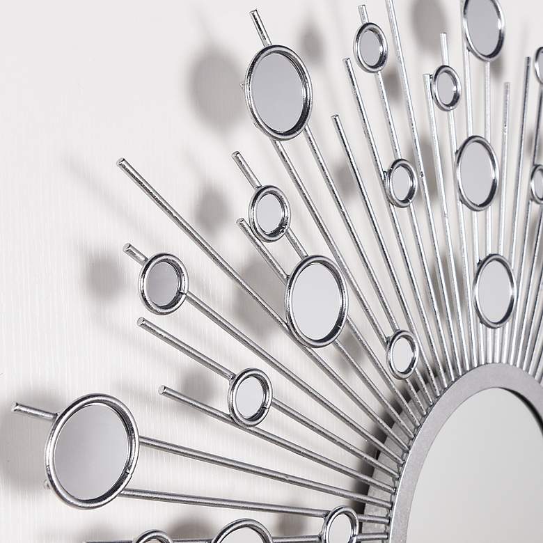 Image 5 "Milkyway I" Silver Leaf 36" Round Sunburst Wall Mirror more views