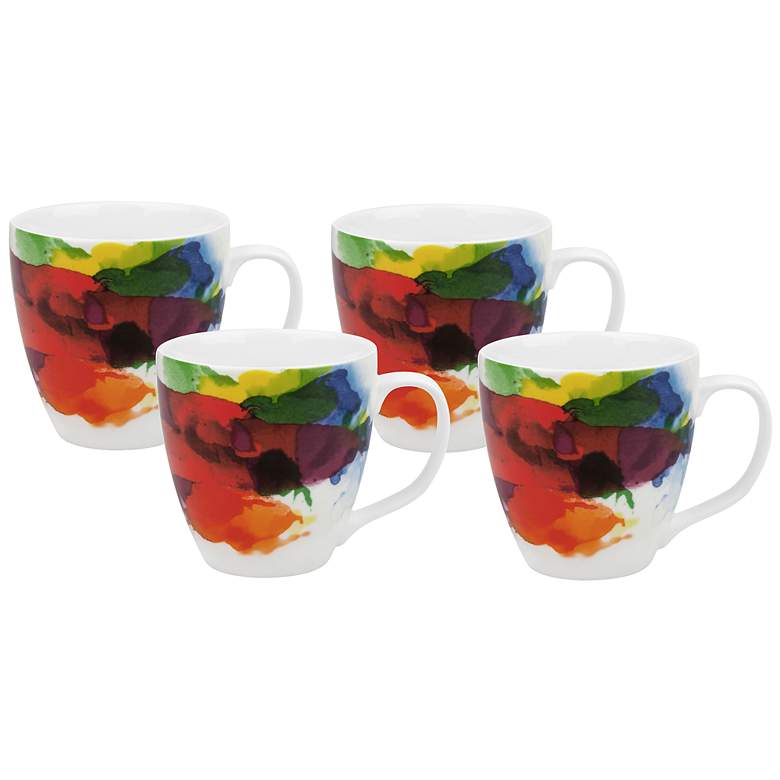 Image 1  inchOn Color! inch Porcelain Mugs Set of 4
