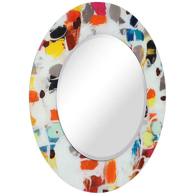 Image 4 "Party" Free Floating Printed Glass 48" Round Wall Mirror more views