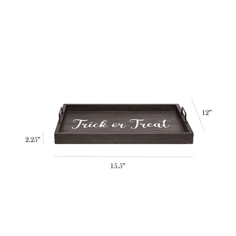 Image 7 "Trick or Treat" Black Wash Decorative Wood Serving Tray more views