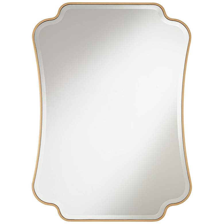 Image 3 Indara Antique Gold 27 inch x 38 inch Scallop Wall Mirror