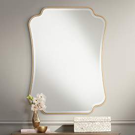 Image2 of Indara Antique Gold 27" x 38" Scallop Wall Mirror