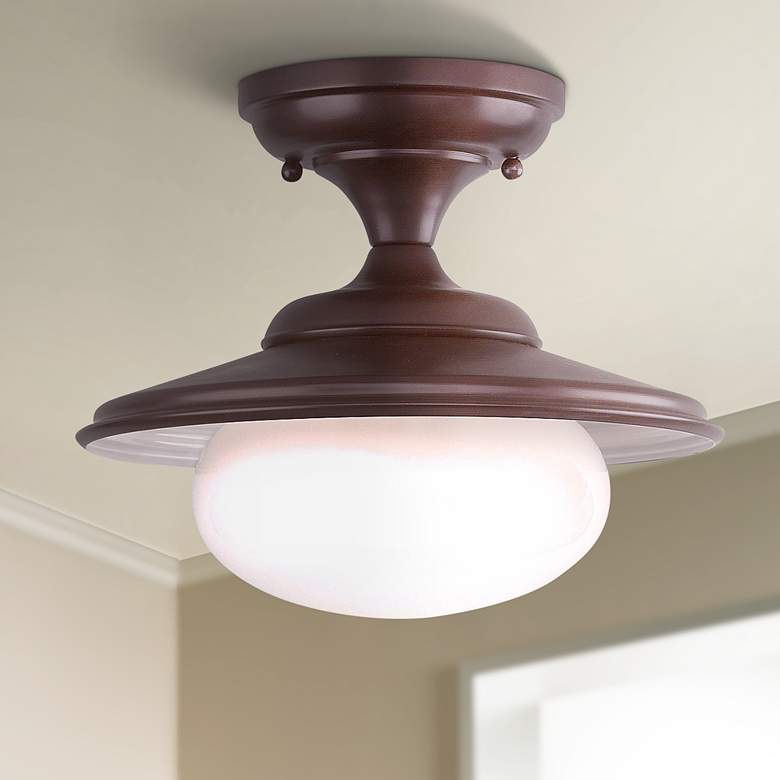 Image 1 Independence Collection 11” Wide Old Bronze Ceiling Light