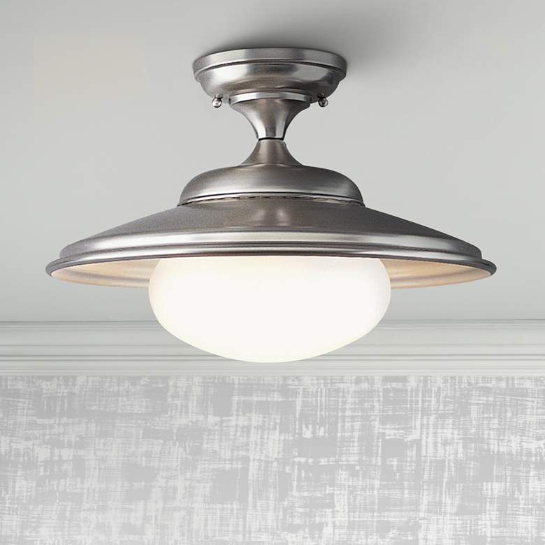 Image 1 Independence Collection 16&#8221; Wide Satin Nickel Ceiling Light