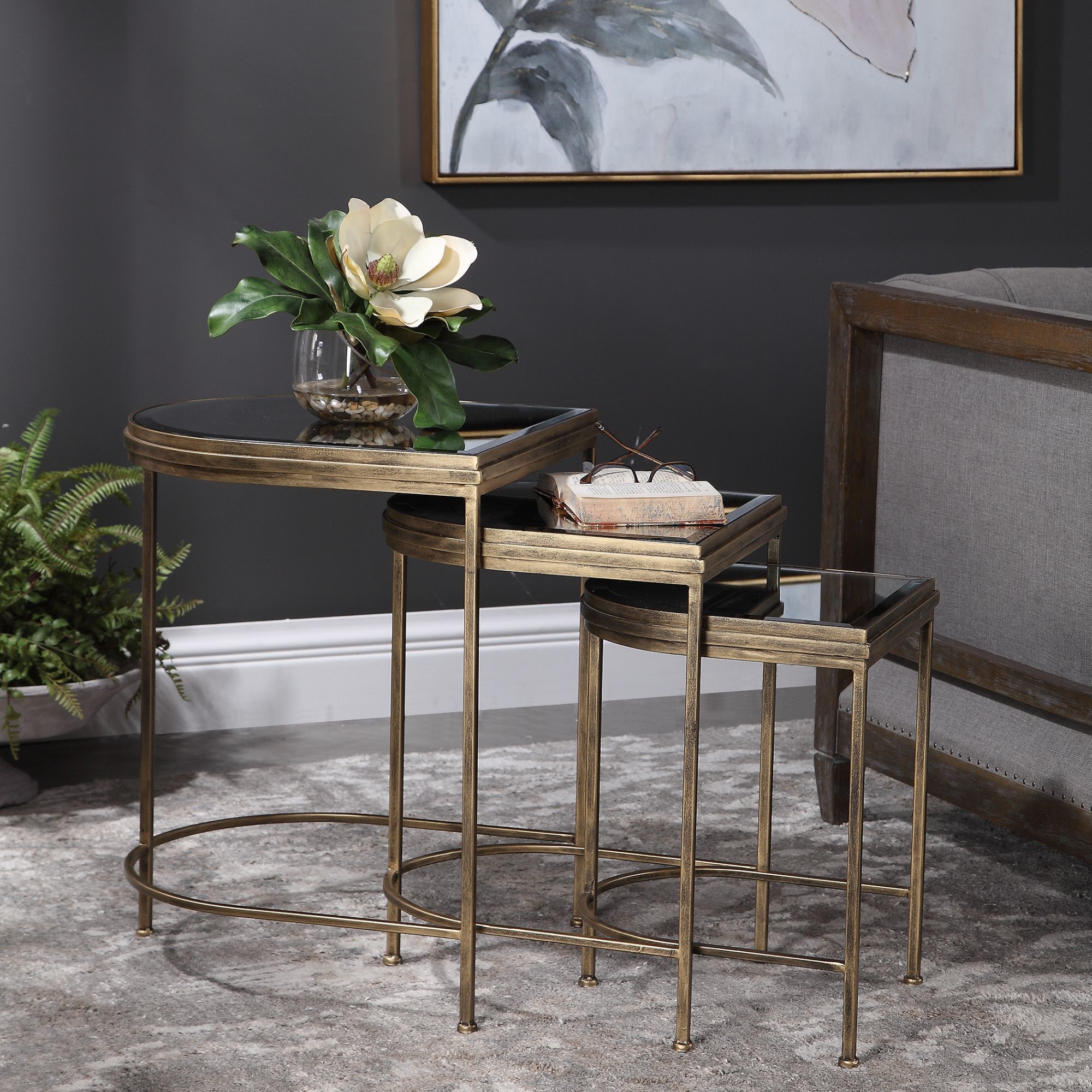 Gold square nesting deals tables