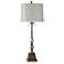 India 41" Silver & Brown Pedestal Table Lamp With Painted Silver S