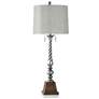 India 41" Silver &amp; Brown Pedestal Table Lamp With Painted Silver S