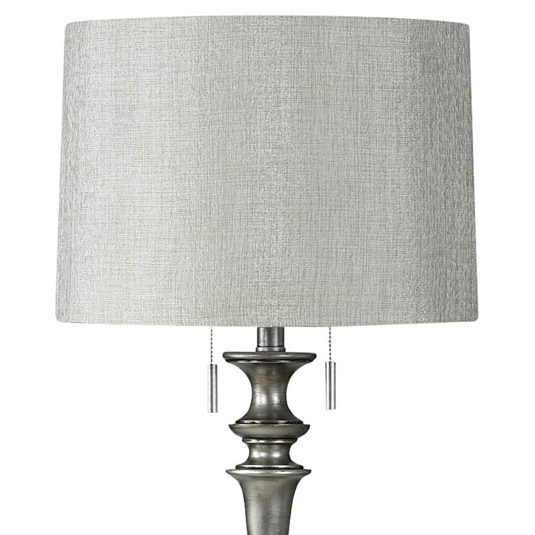 Image 2 India 65 inch Silver &amp; Brown Pedestal Floor Lamp With Painted Swirl more views