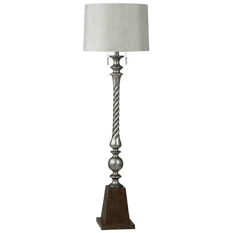 Image 3 India Painted Silver Swirl Double Pull Chain Floor Lamp more views