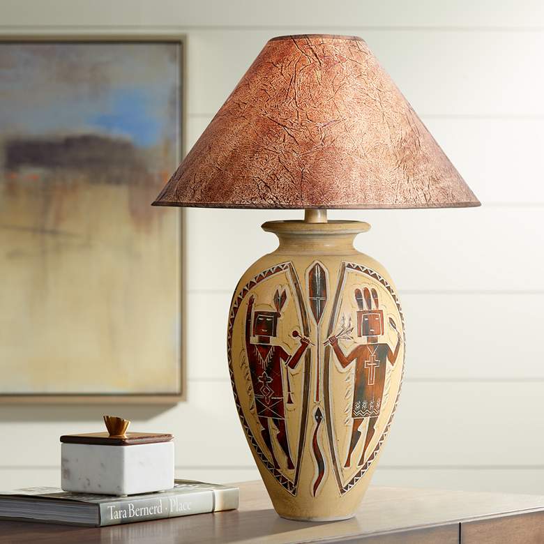 Image 1 Indian Dance Handcrafted Desert Red Southwest Table Lamp