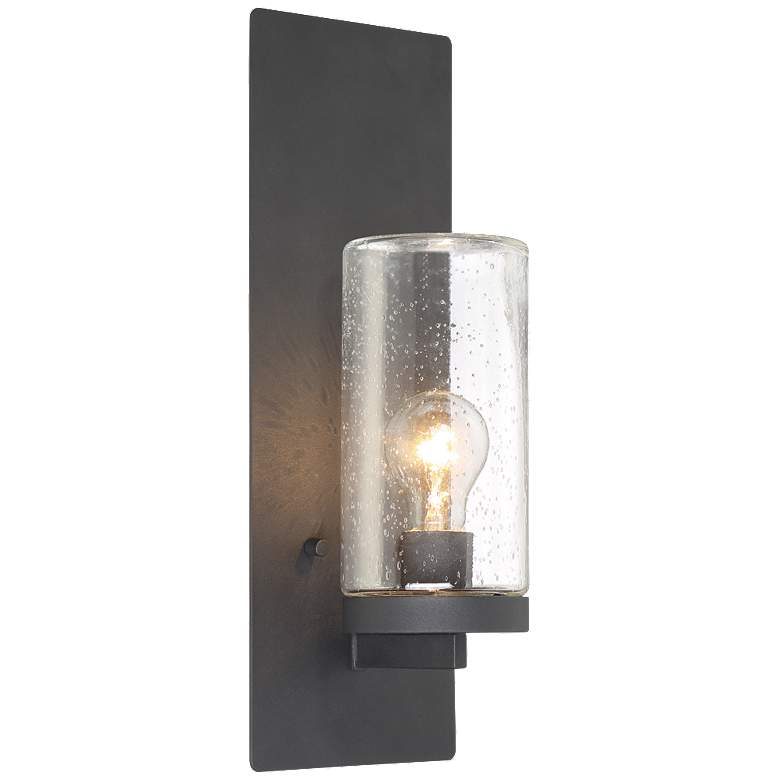 Image 1 Indie; 1 Light; Wall Sconce; Textured Black Finish w/ Clear Seeded Glass
