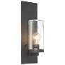 Indie; 1 Light; Wall Sconce; Textured Black Finish w/ Clear Seeded Glass