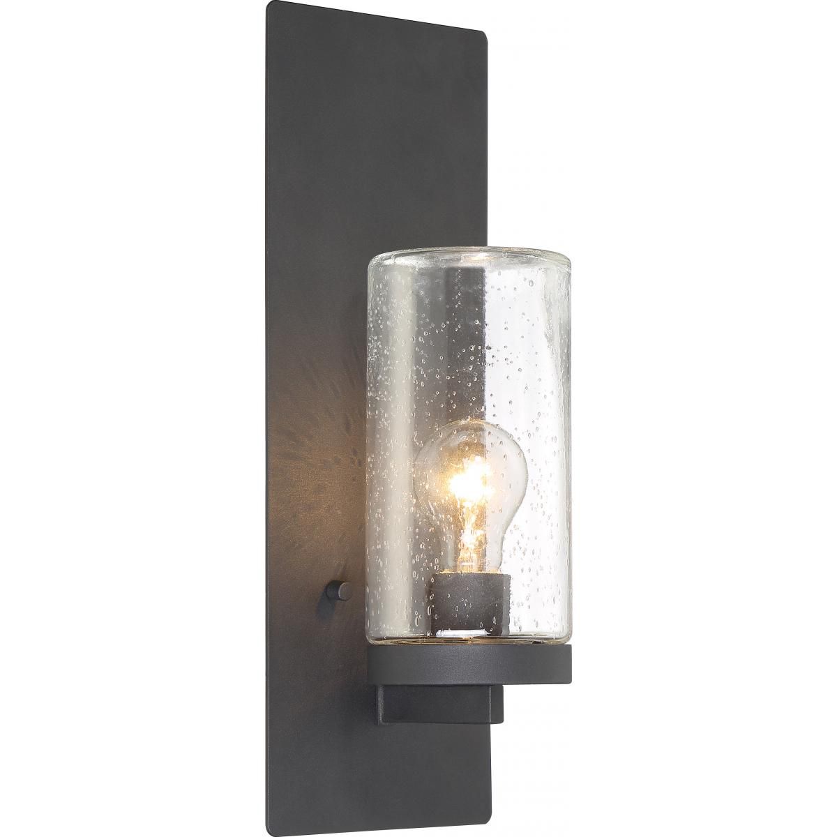 Image 2 Indie; 1 Light; Wall Sconce; Textured Black Finish w/ Clear Seeded Glass more views