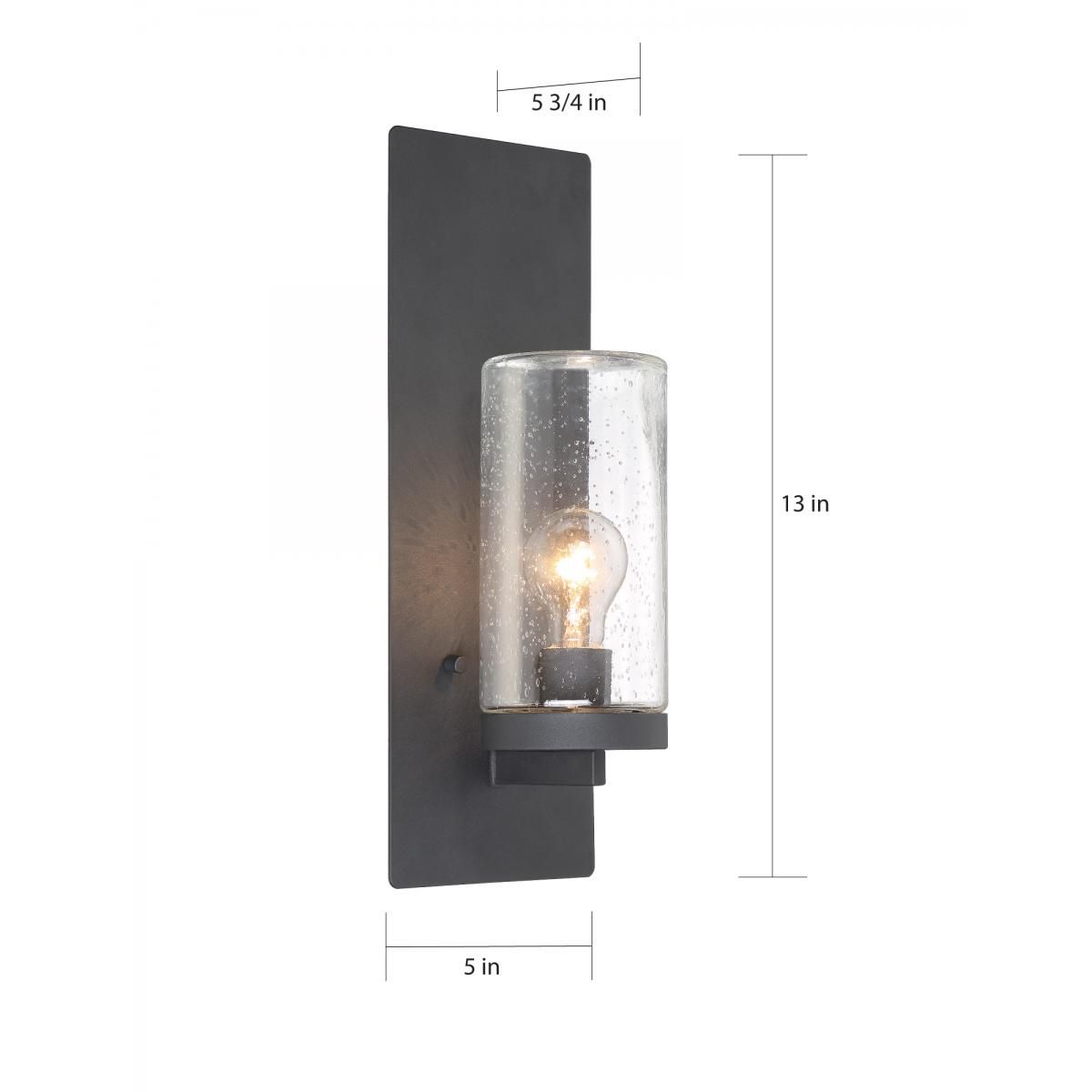 Image 5 Indie; 1 Light; Wall Sconce; Textured Black Finish w/ Clear Seeded Glass more views
