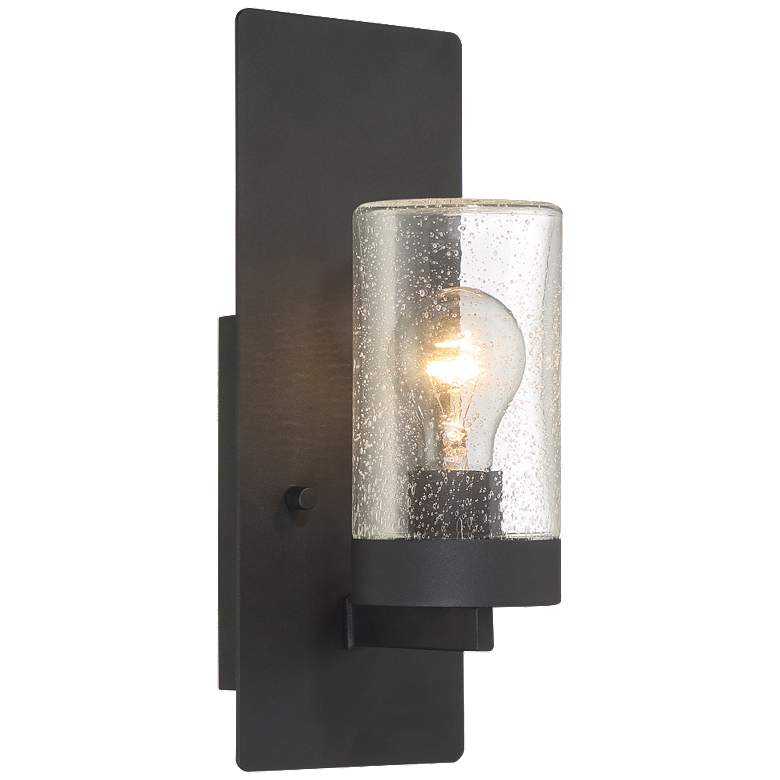 Image 1 Indie; 1 Light; Wall Sconce; Textured Black Finish w/ Clear Seeded Glass