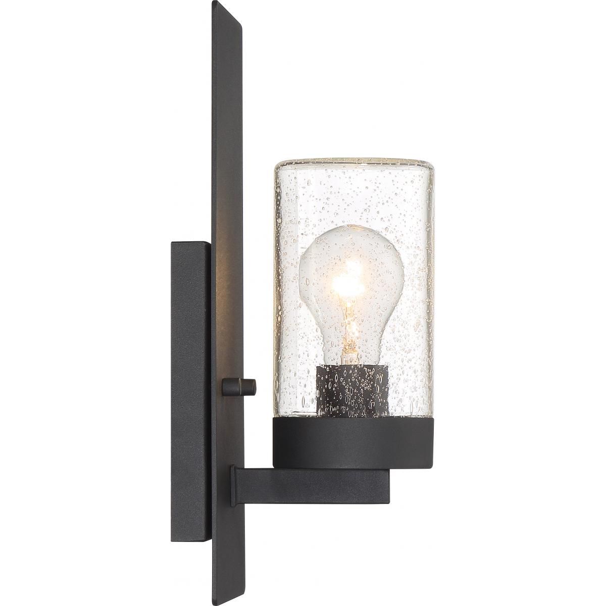 Image 4 Indie; 1 Light; Wall Sconce; Textured Black Finish w/ Clear Seeded Glass more views