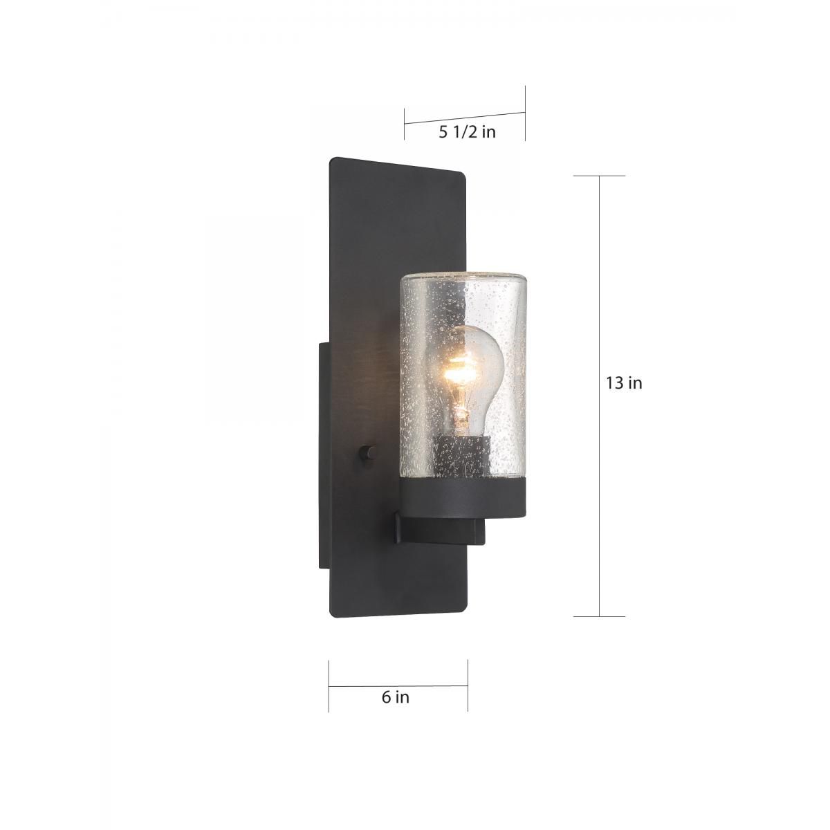 Image 6 Indie; 1 Light; Wall Sconce; Textured Black Finish w/ Clear Seeded Glass more views